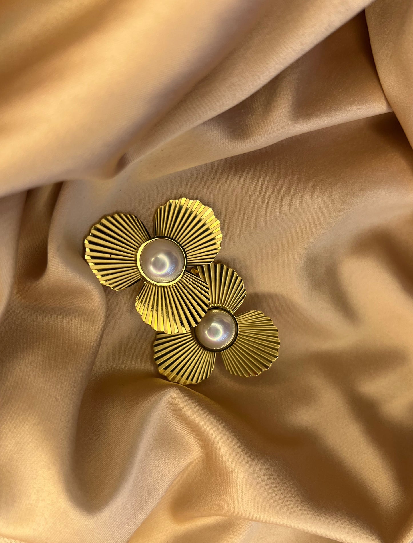 Pearl Petal Stud Earrings