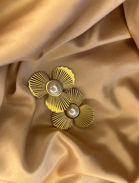 Pearl Petal Stud Earrings