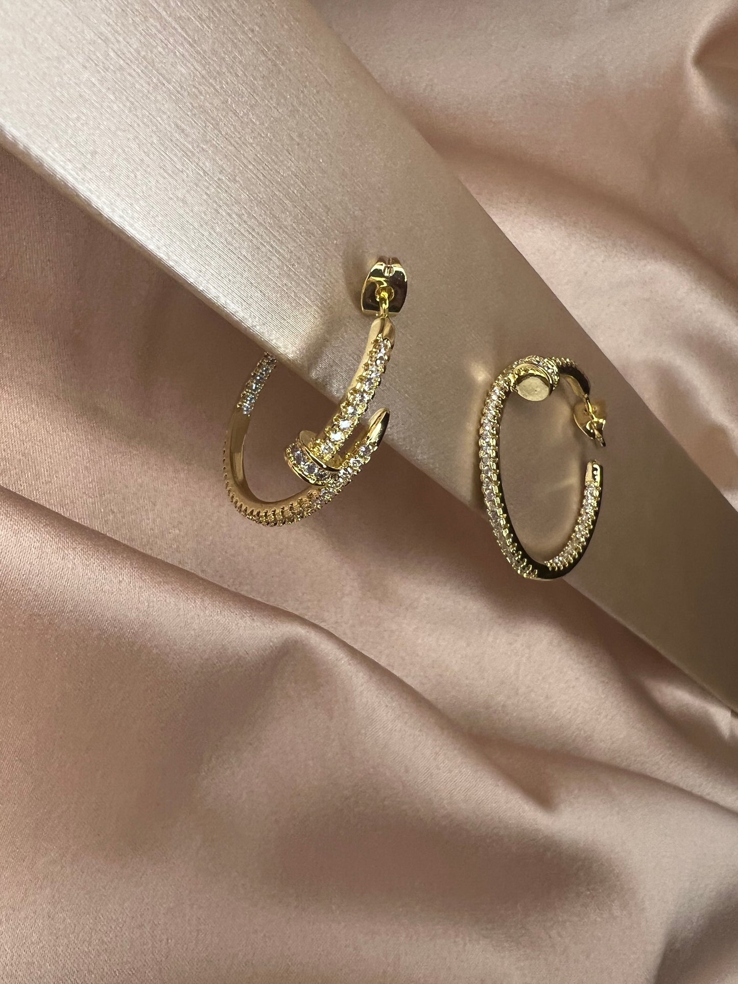 Diamond Nail Hoop Earrings