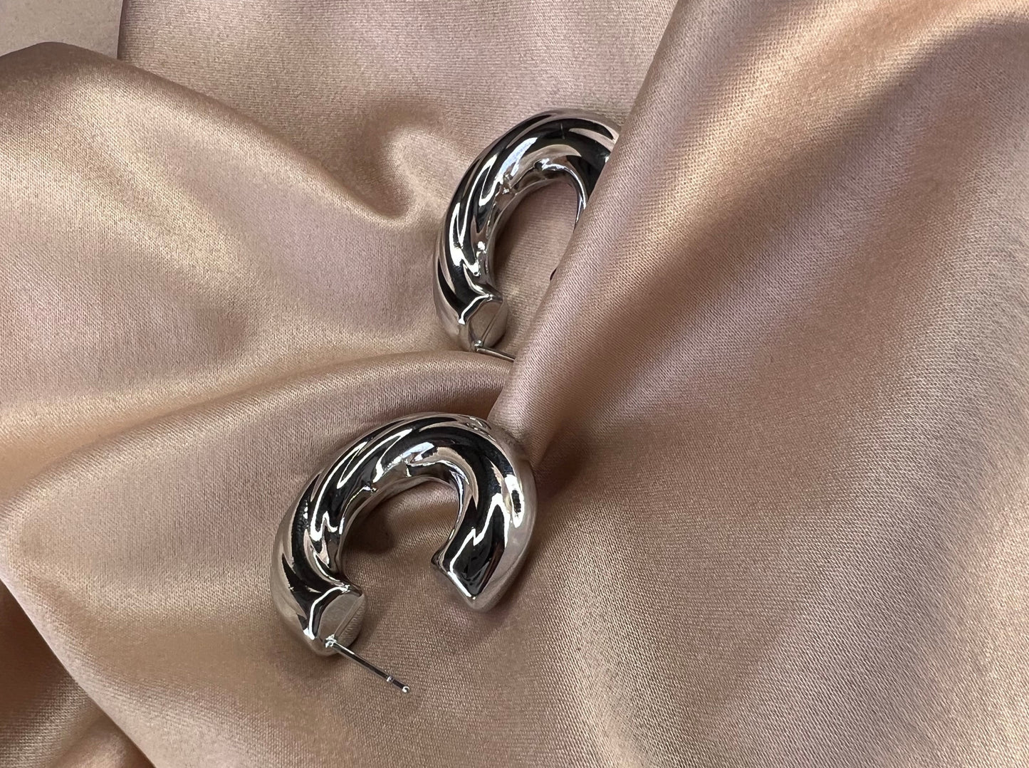 Silver Chunky Twisted Hoops
