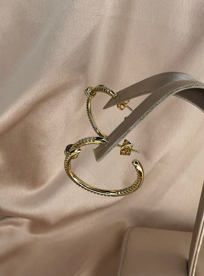 Diamond Nail Hoop Earrings
