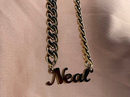Custom Name Plate on Cuban Link Chain