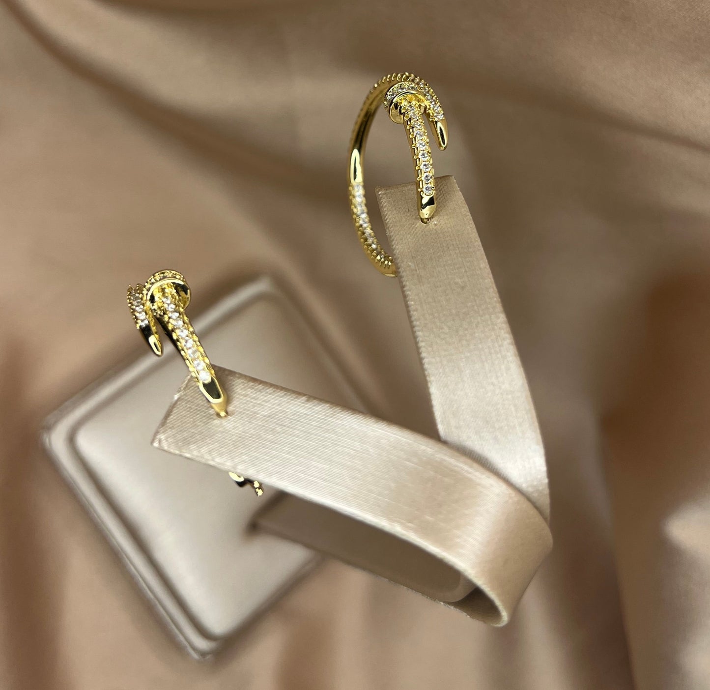 Diamond Nail Hoop Earrings