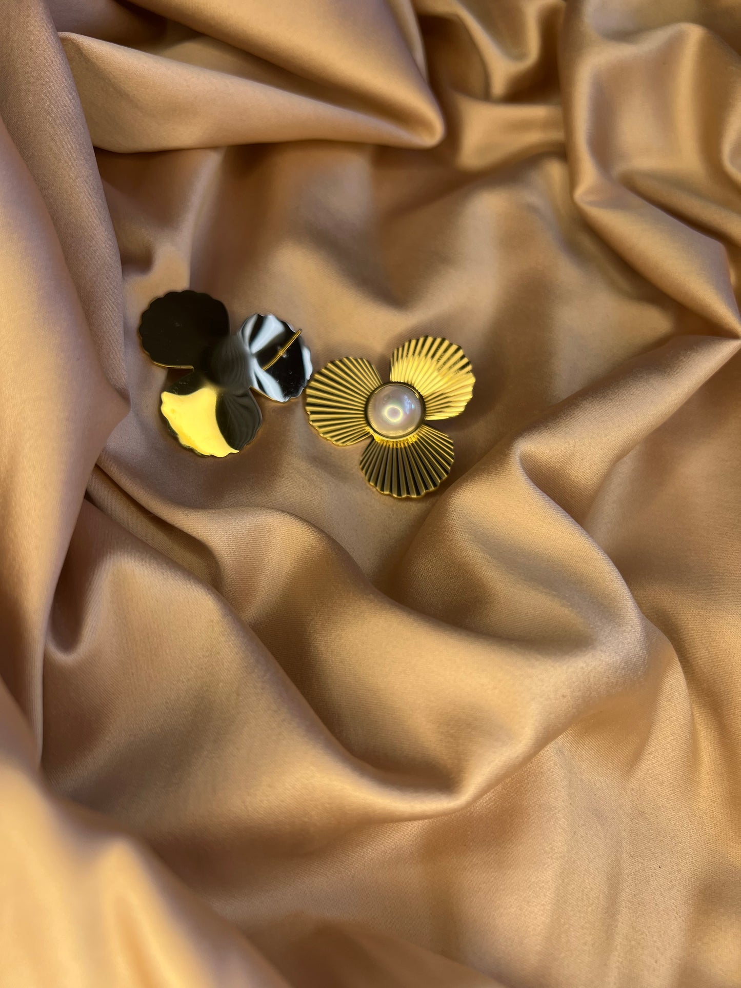 Pearl Petal Stud Earrings