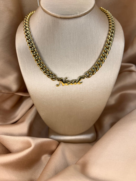 Custom Name Plate on Cuban Link Chain